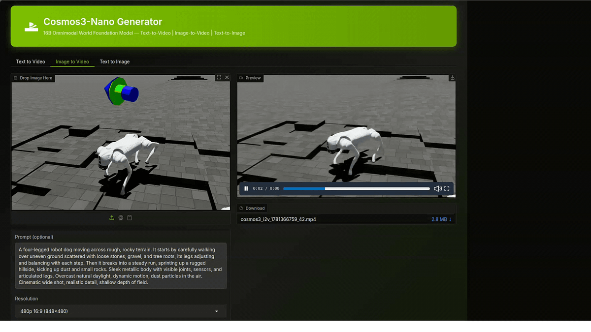 NVIDIA runs Cosmos 3 physical AI world model on desktop GPUs