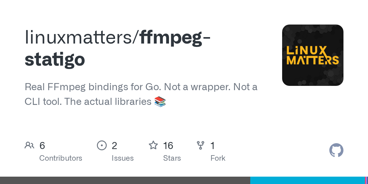 Linux Matters Releases ffmpeg-statigo for Go: Static FFmpeg with Hardware Acceleration