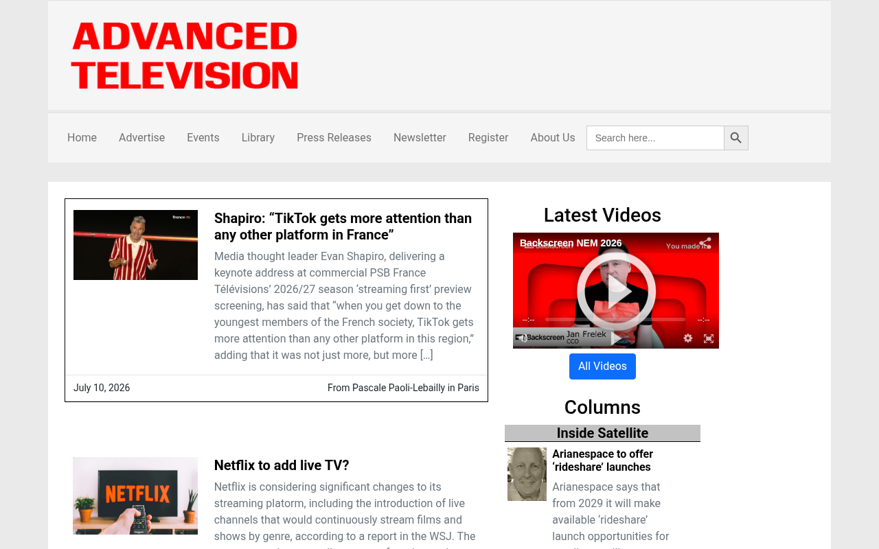 Advanced Television homepage screenshot