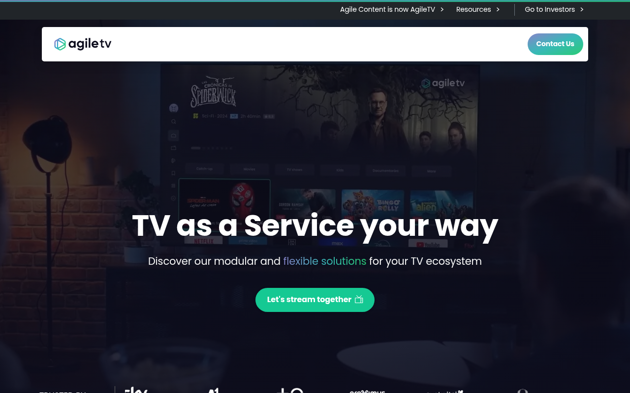 AgileTV homepage screenshot