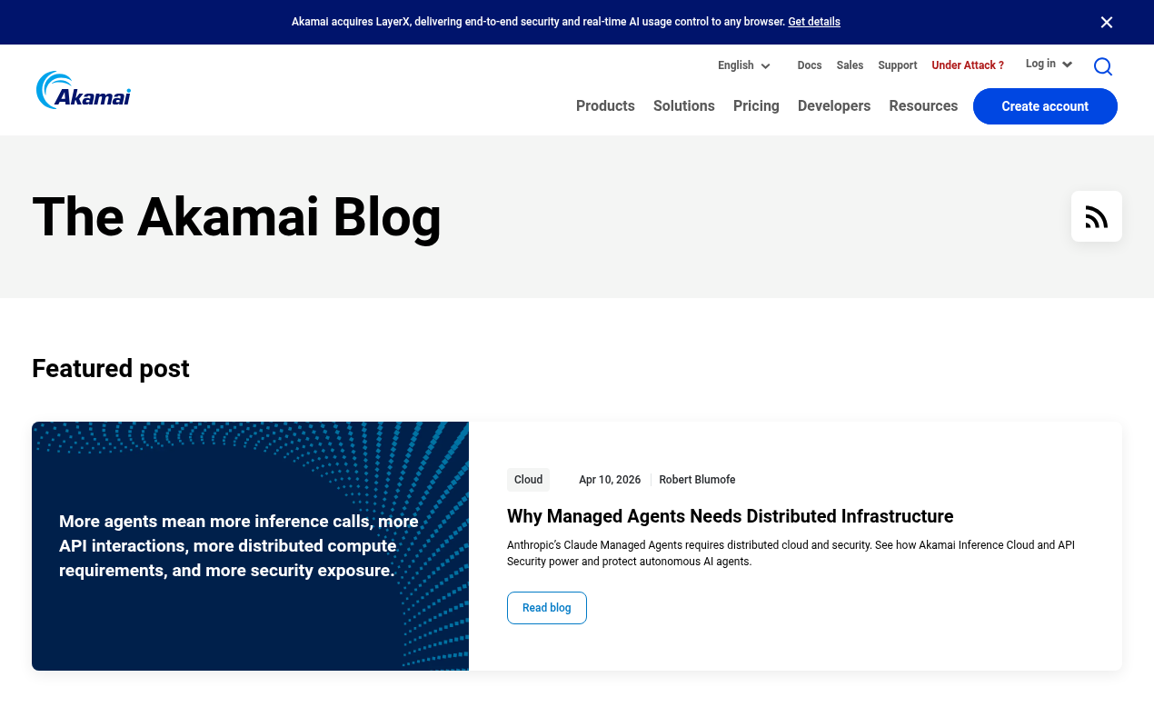 Akamai Blog homepage screenshot