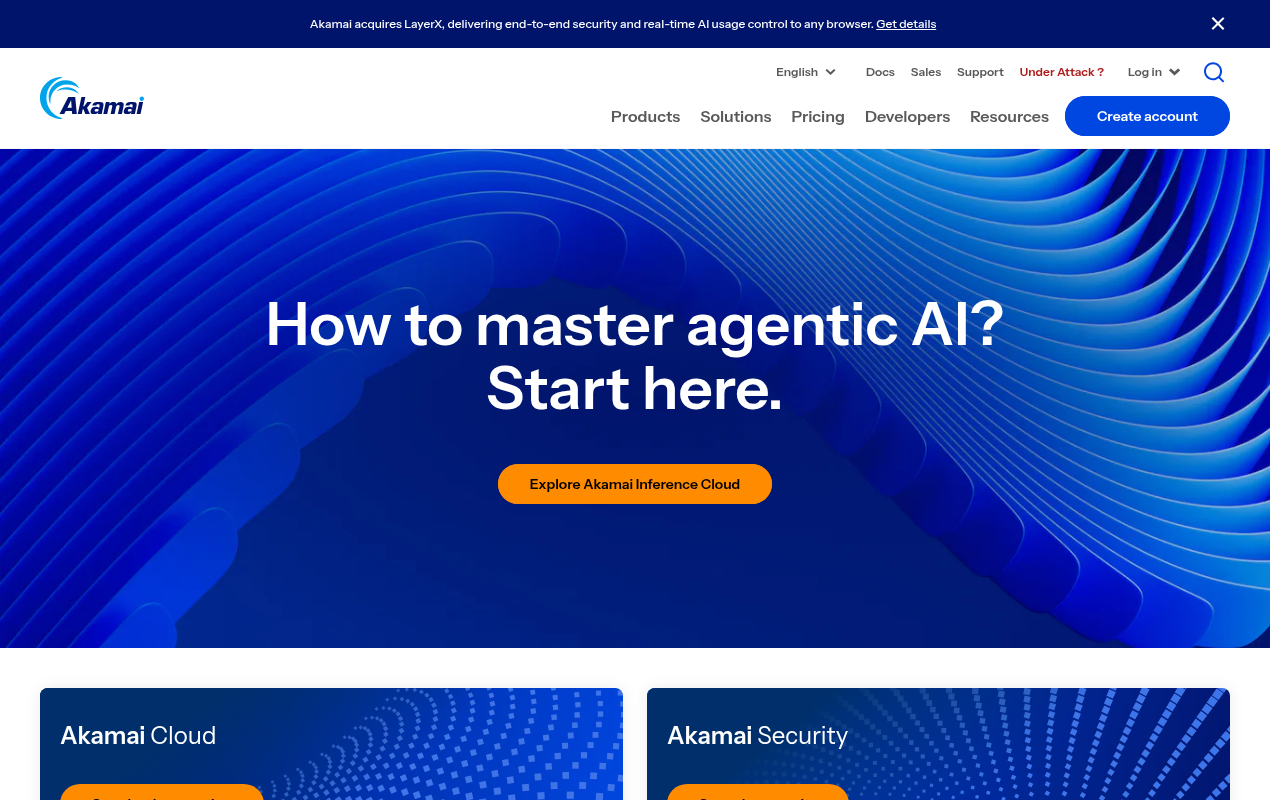 Akamai homepage screenshot