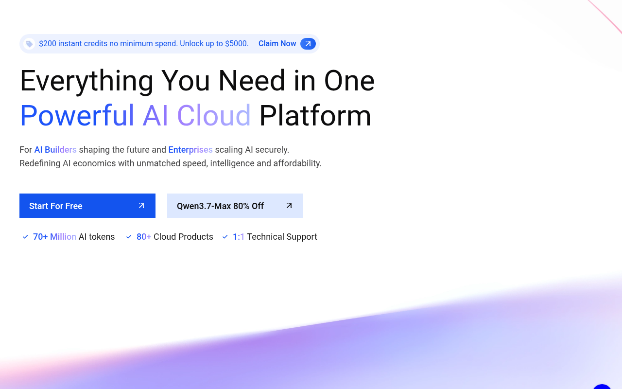 Alibaba Cloud homepage screenshot