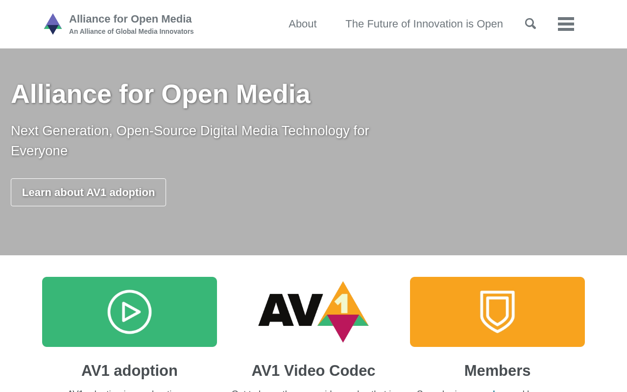 Alliance for Open Media homepage screenshot