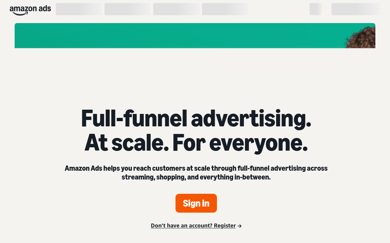 Amazon Ads homepage screenshot