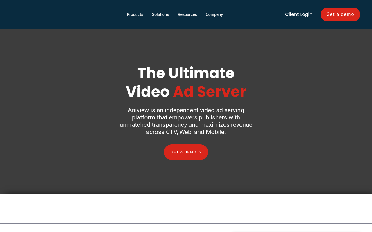 Aniview homepage screenshot