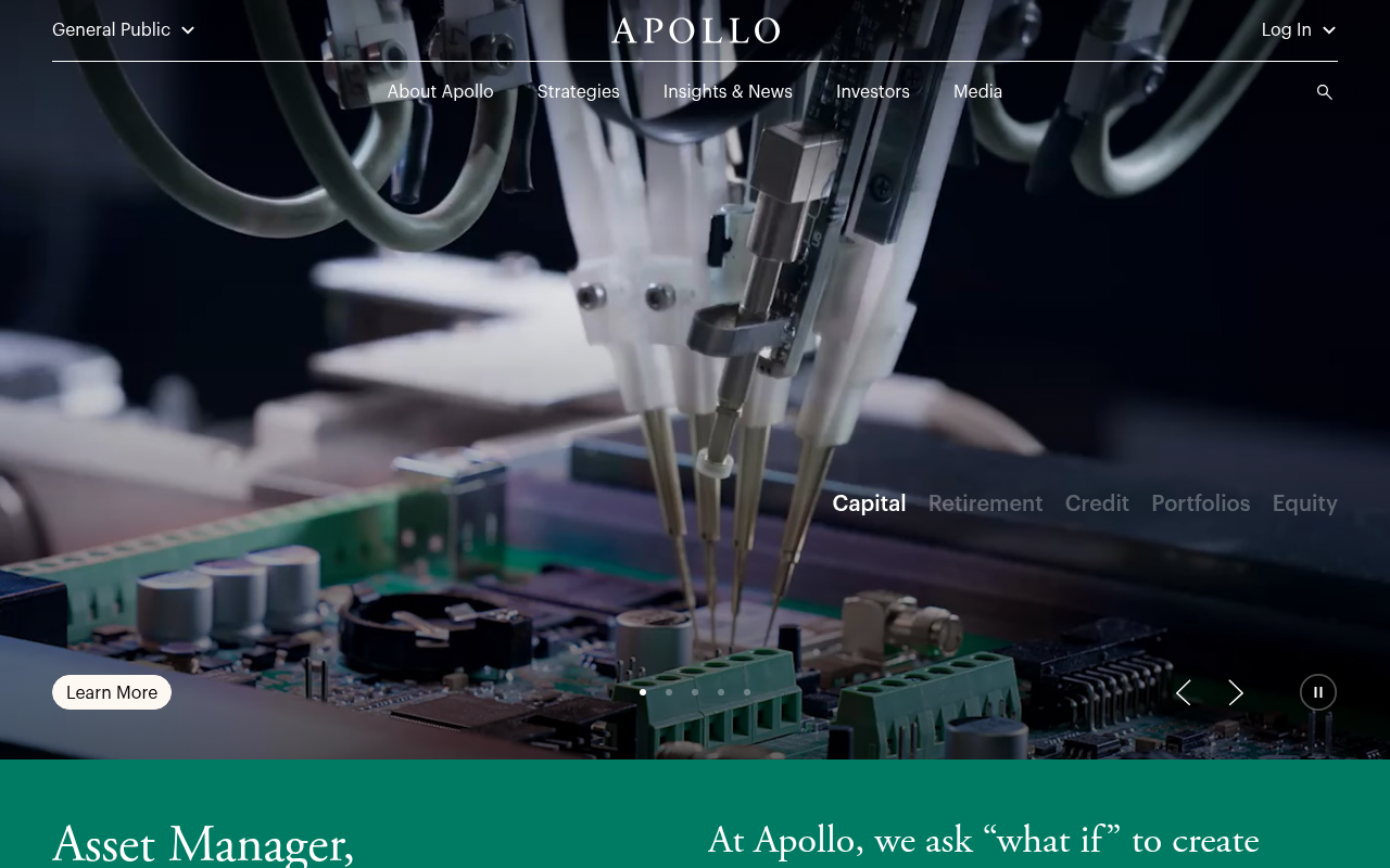 Apollo Global Management homepage screenshot