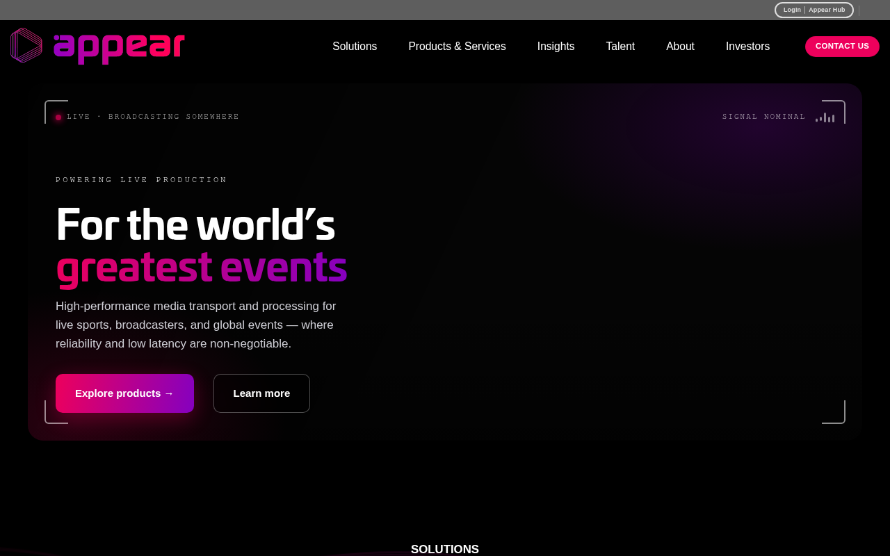 Appear homepage screenshot