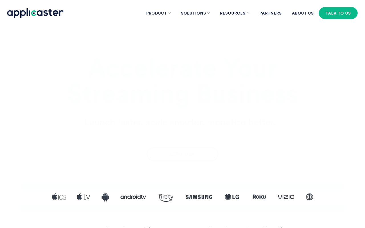 Applicaster homepage screenshot