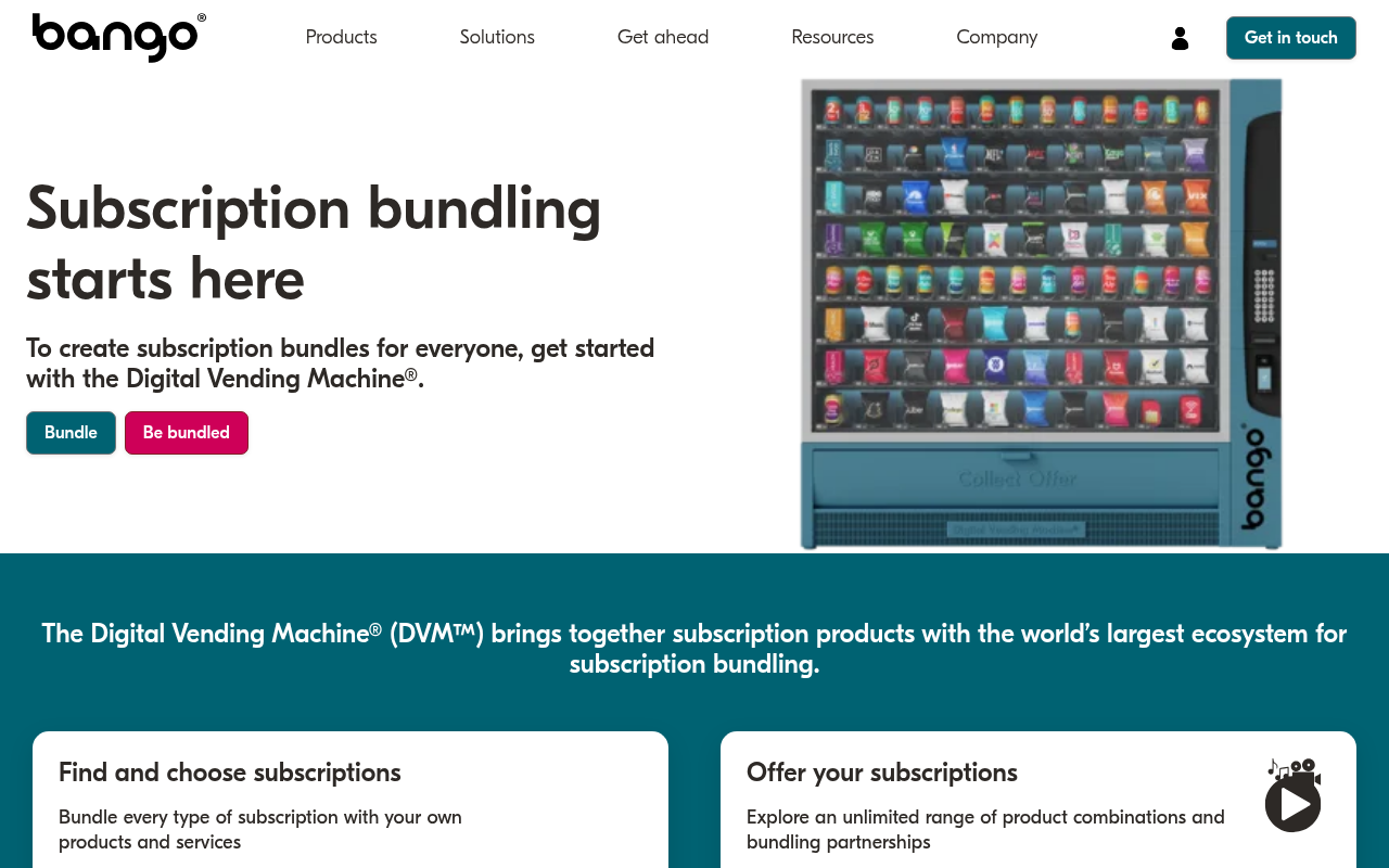 Bango homepage screenshot