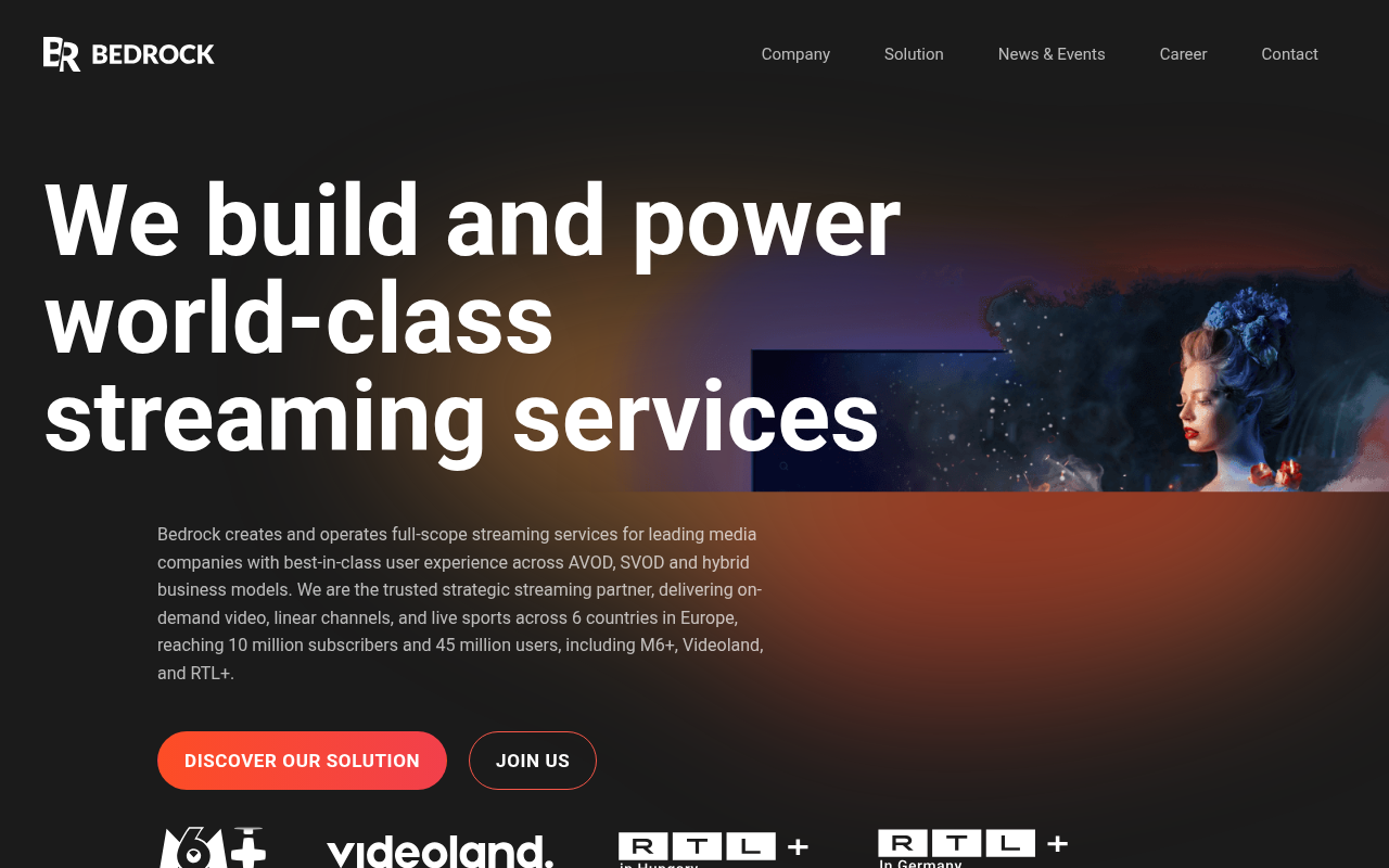 Bedrock Streaming homepage screenshot