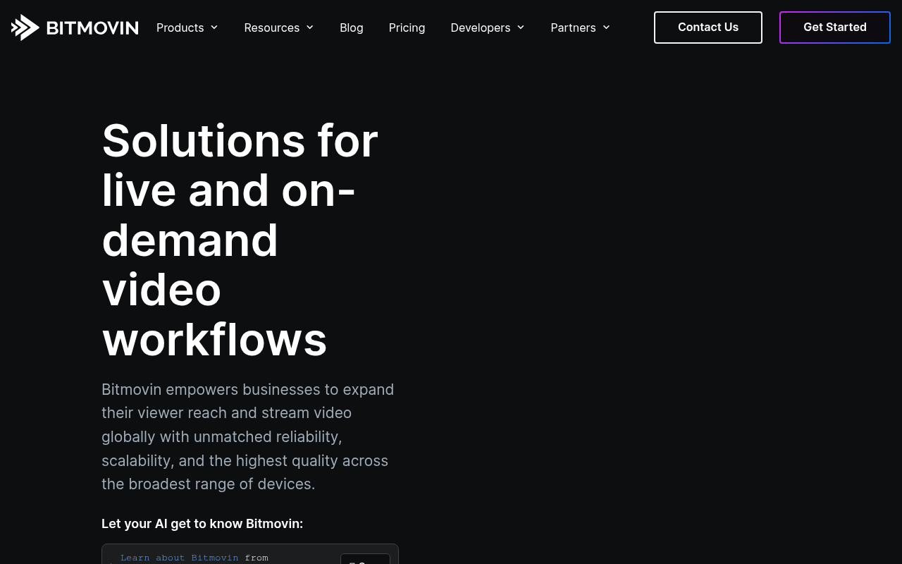 Bitmovin homepage screenshot