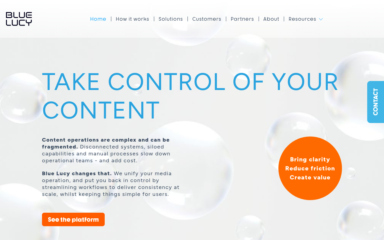 Blue Lucy homepage screenshot