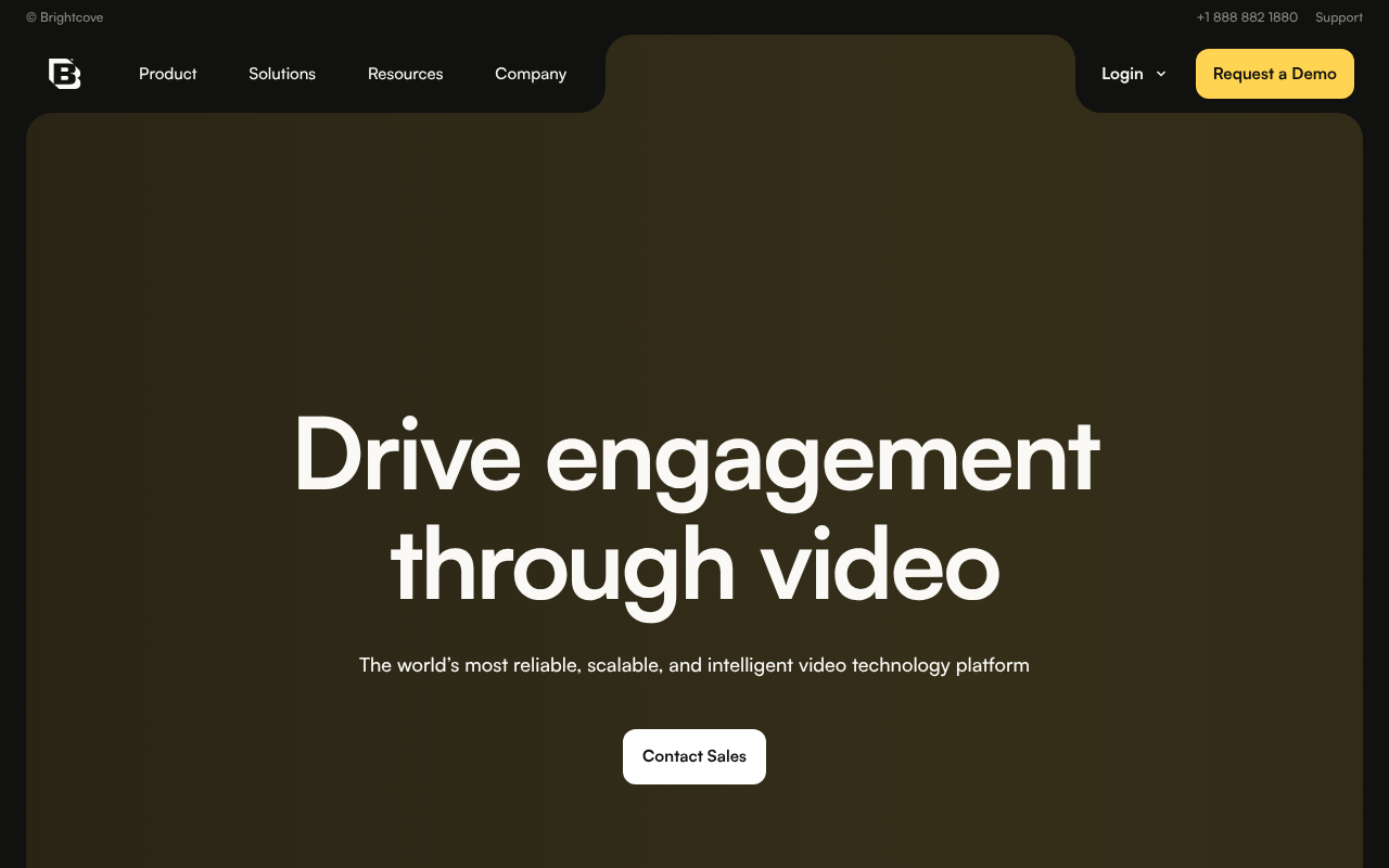 Brightcove homepage screenshot