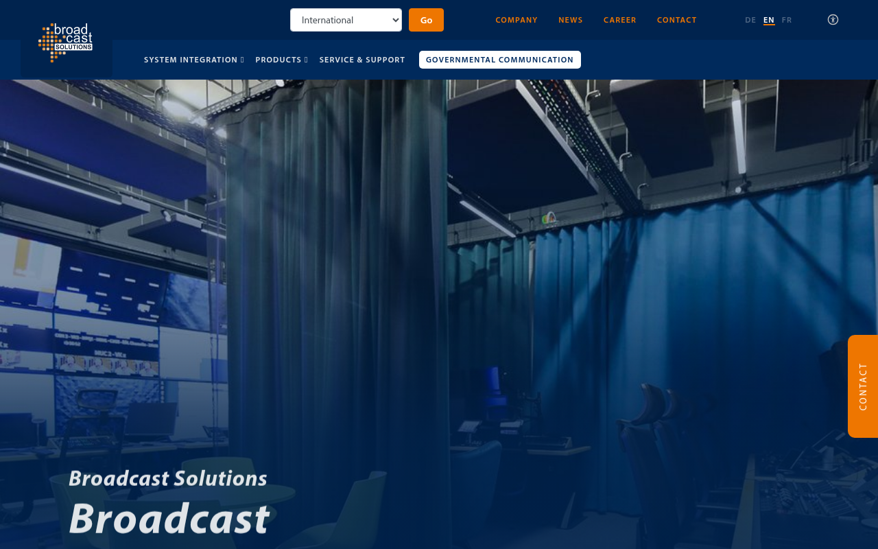 Broadcast Solutions homepage screenshot