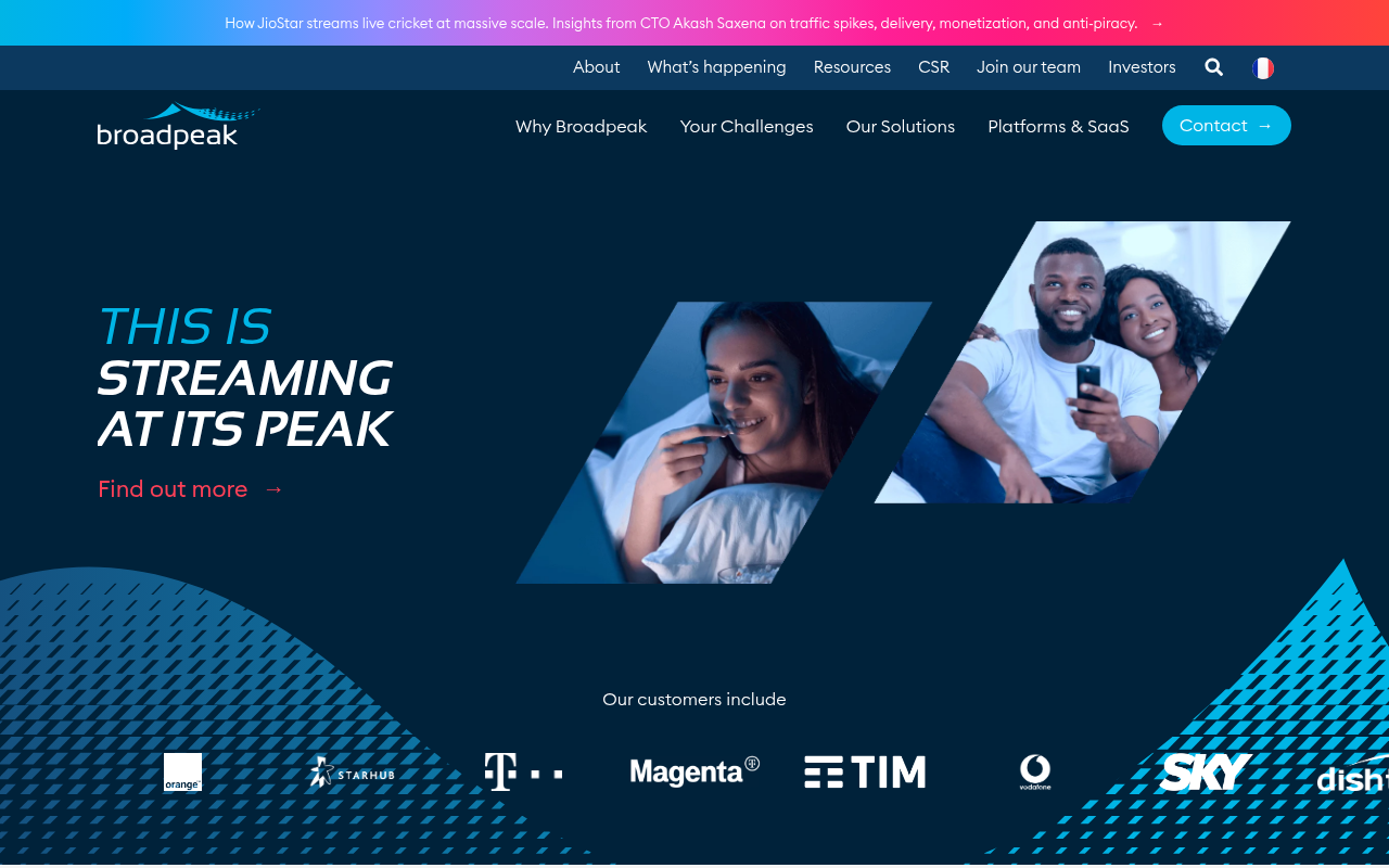 Broadpeak homepage screenshot