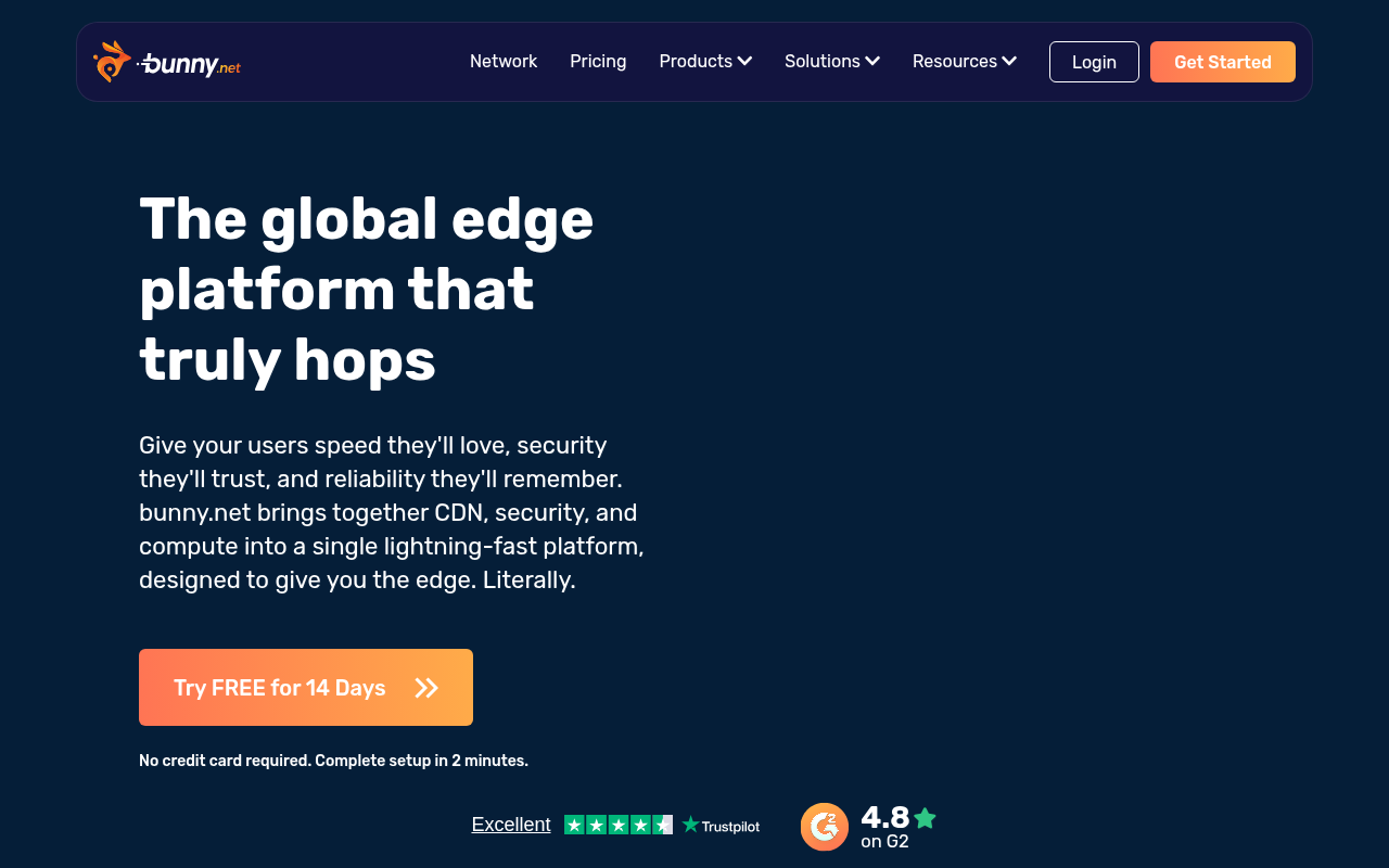 bunny.net homepage screenshot
