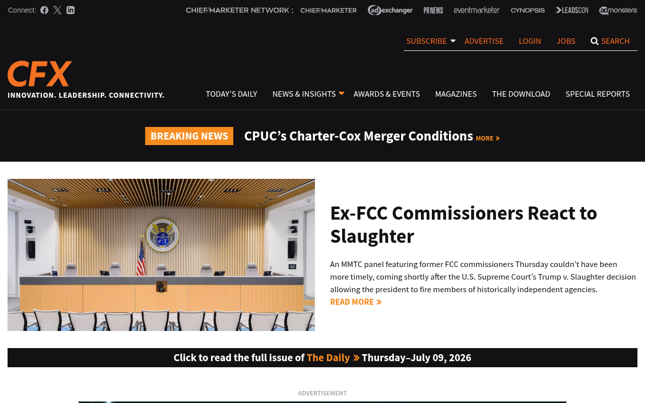 Cablefax homepage screenshot