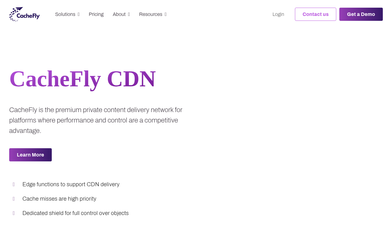 CacheFly homepage screenshot