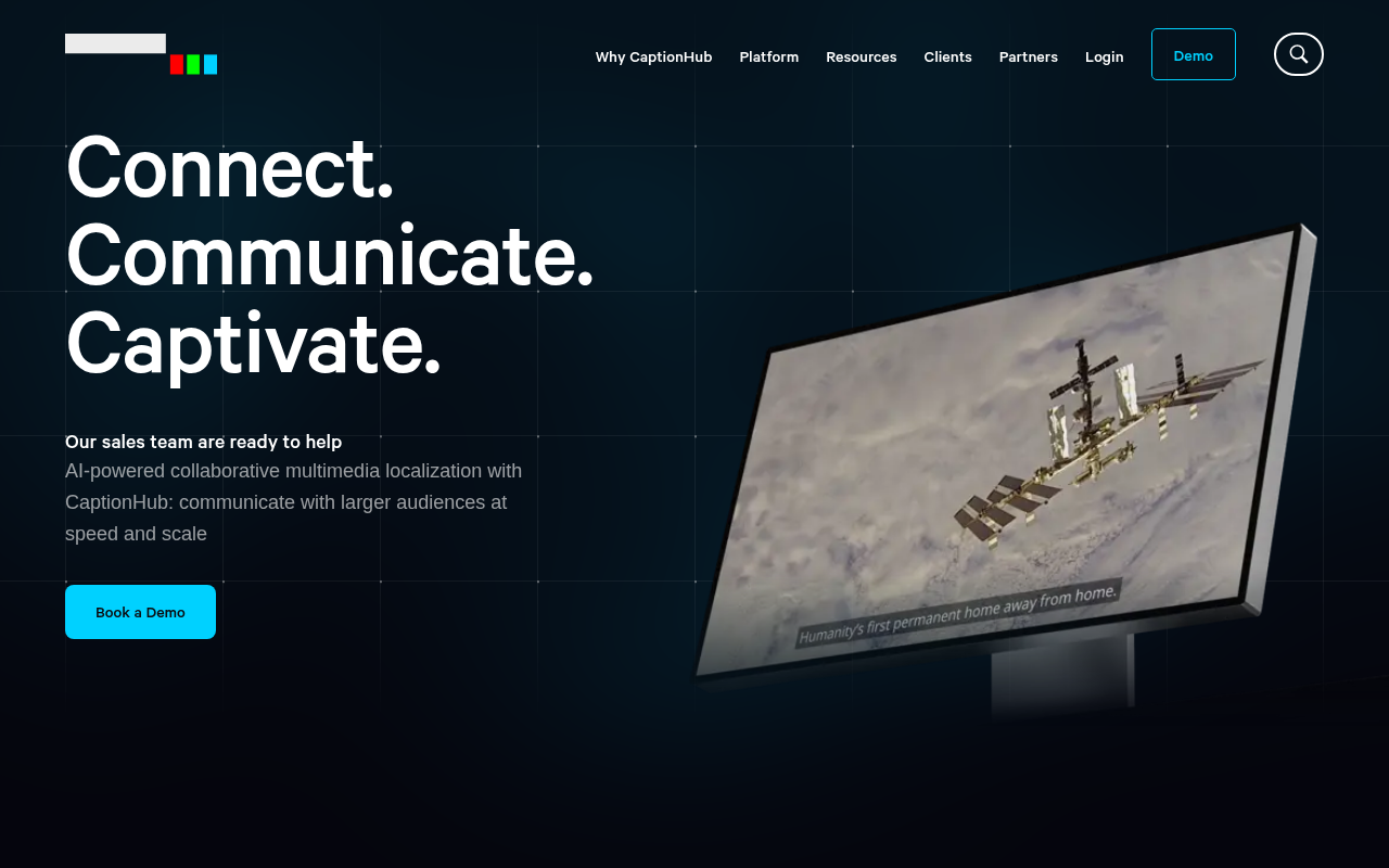 CaptionHub homepage screenshot