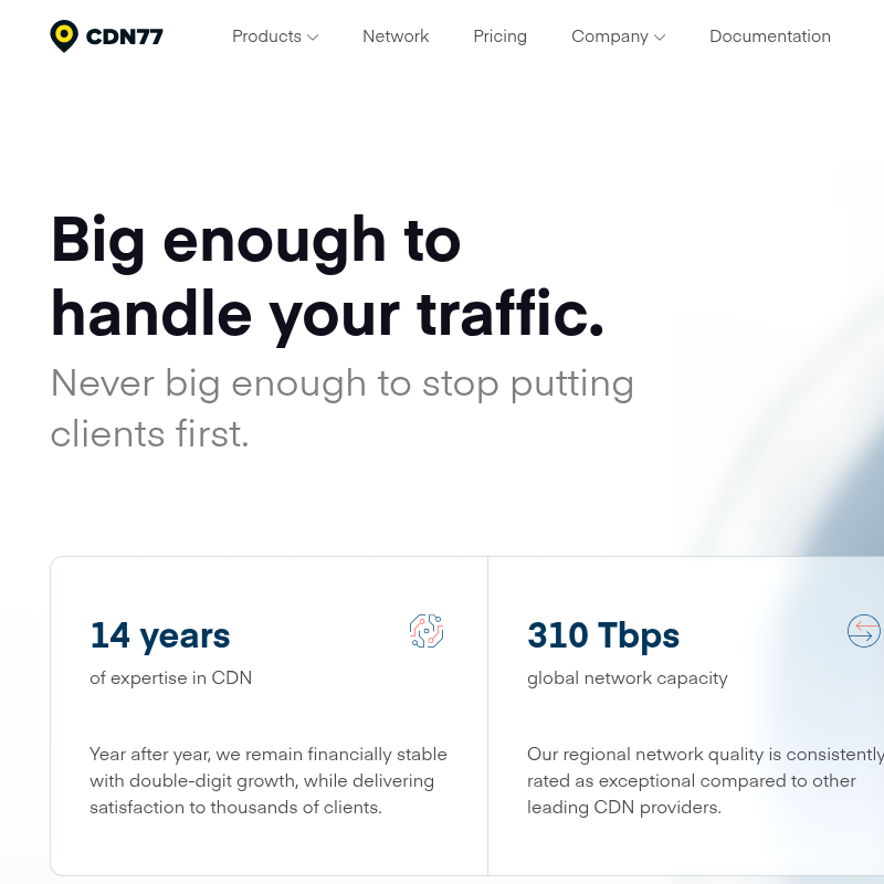 CDN77 homepage screenshot