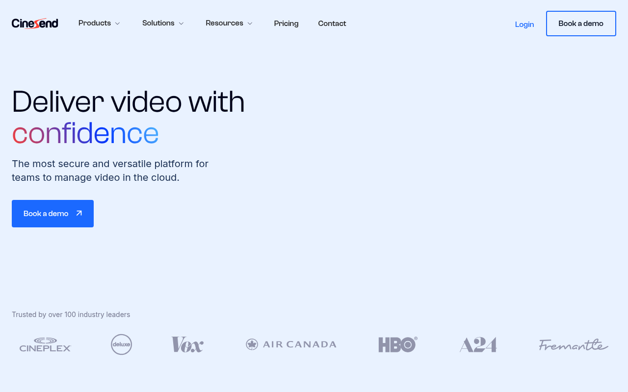 CineSend homepage screenshot