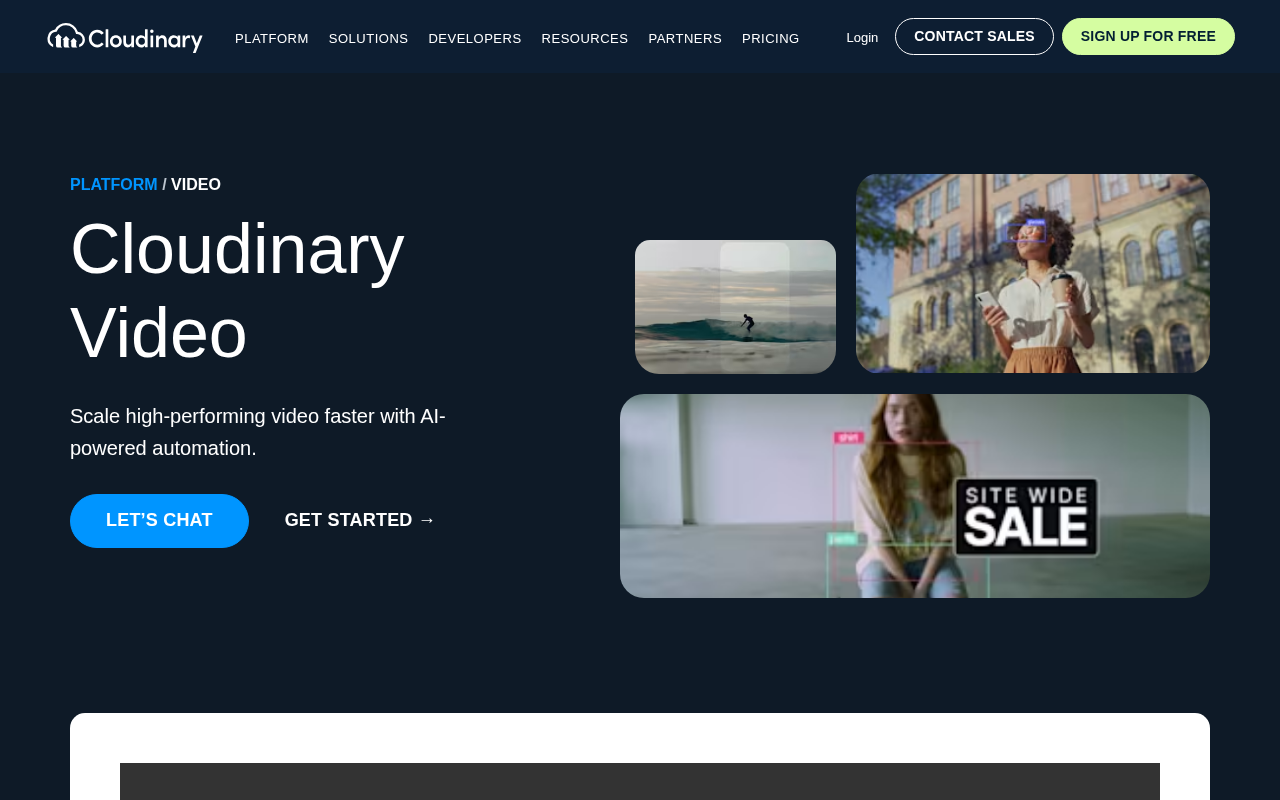 Cloudinary homepage screenshot