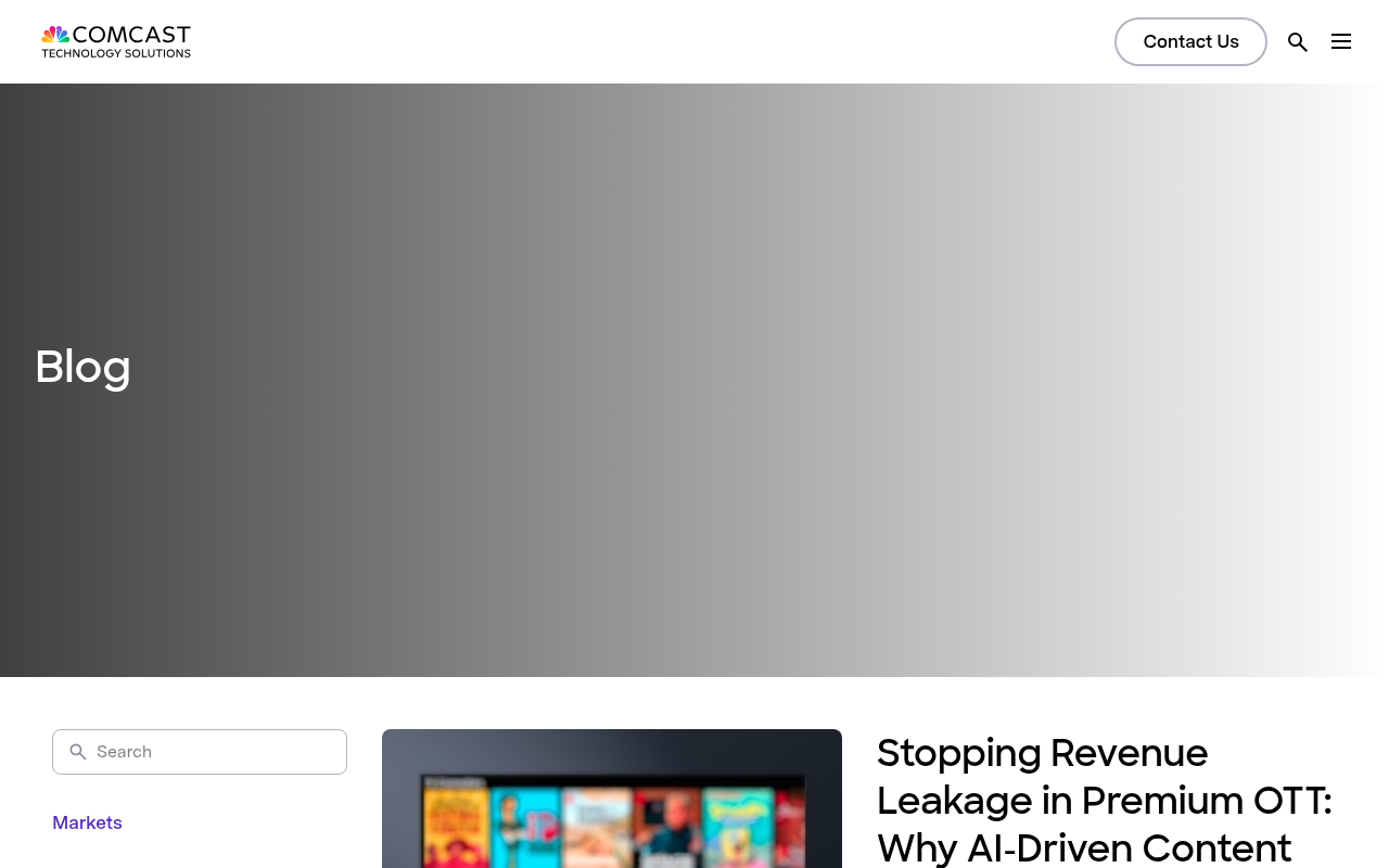 Comcast Technology Solutions Blog homepage screenshot