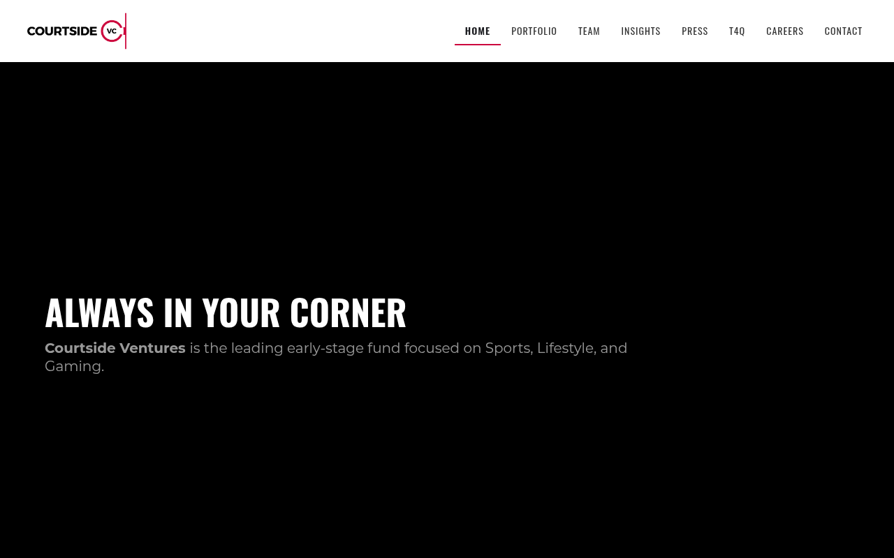 Courtside Ventures homepage screenshot