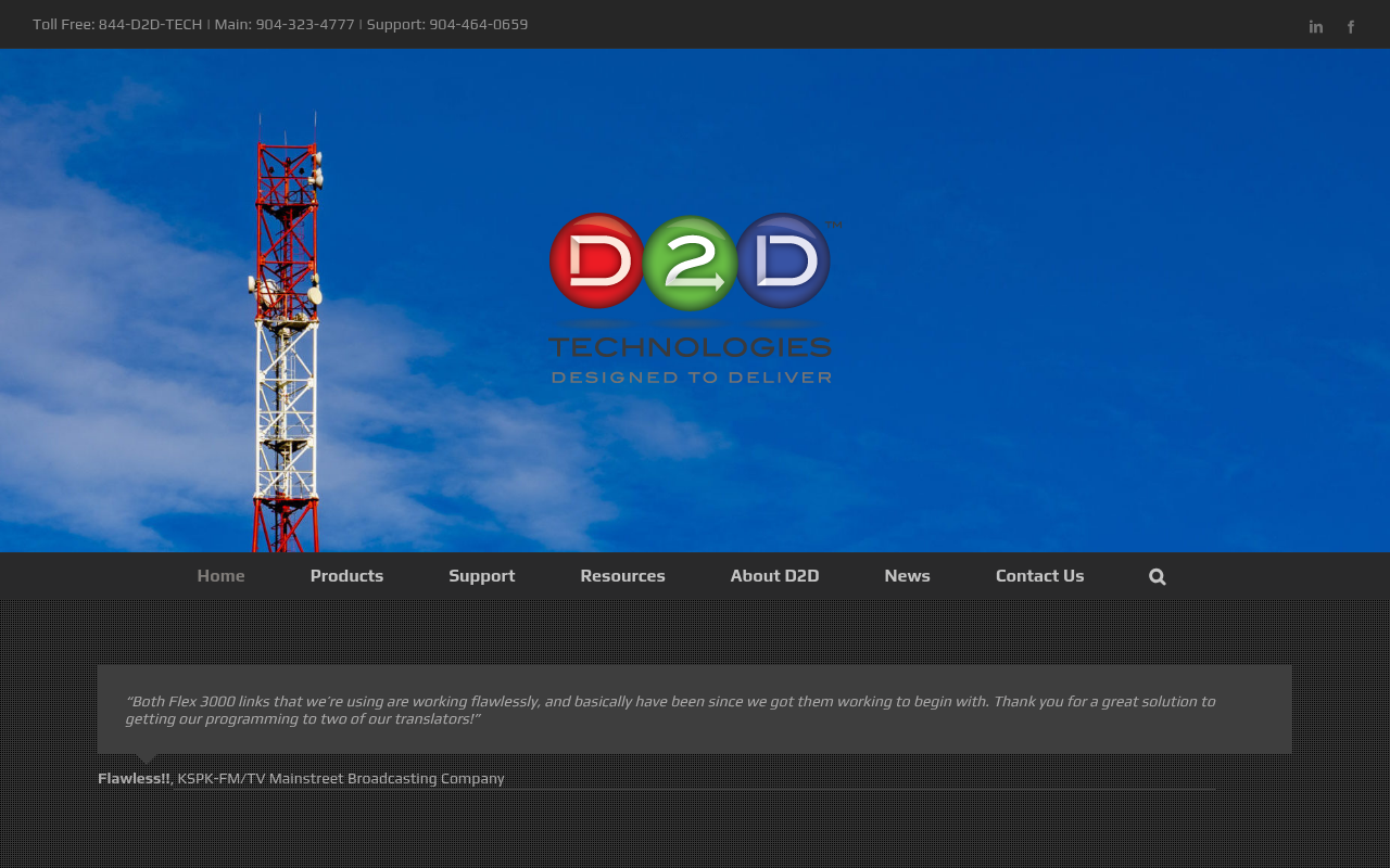 D2D Technologies homepage screenshot