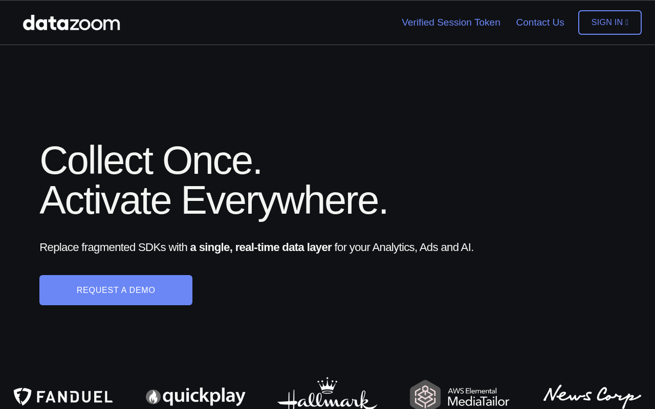 Datazoom homepage screenshot