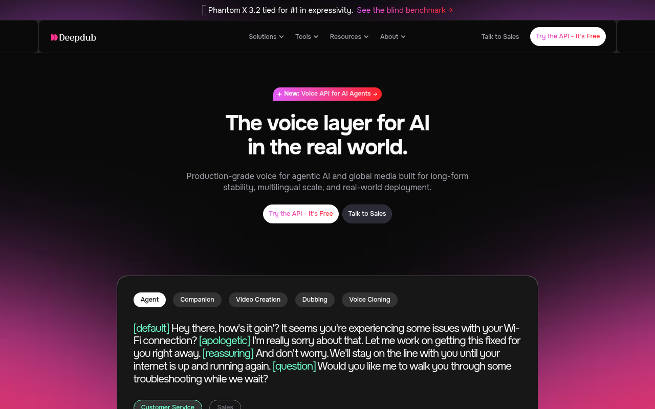 Deepdub homepage screenshot