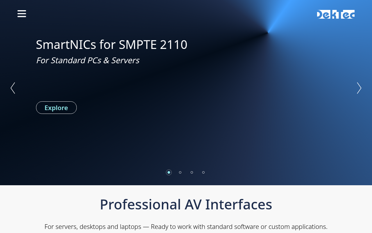 DekTec homepage screenshot