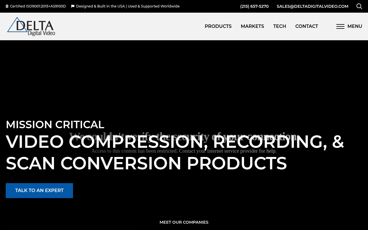 Delta Digital Video homepage screenshot