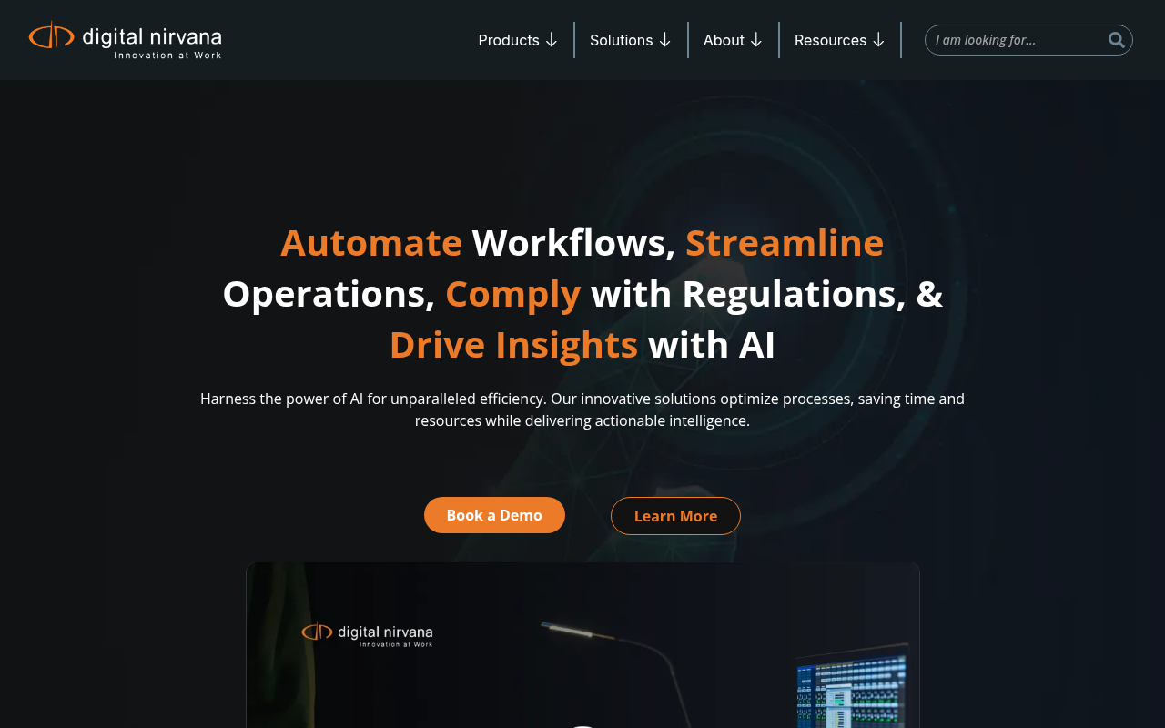Digital Nirvana homepage screenshot