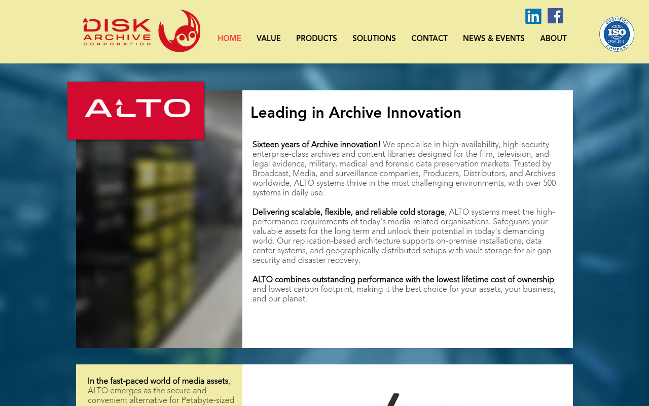 Disk Archive Corporation homepage screenshot