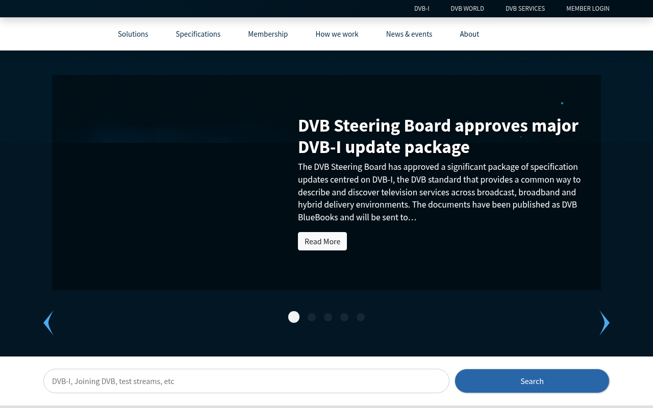 DVB Project homepage screenshot
