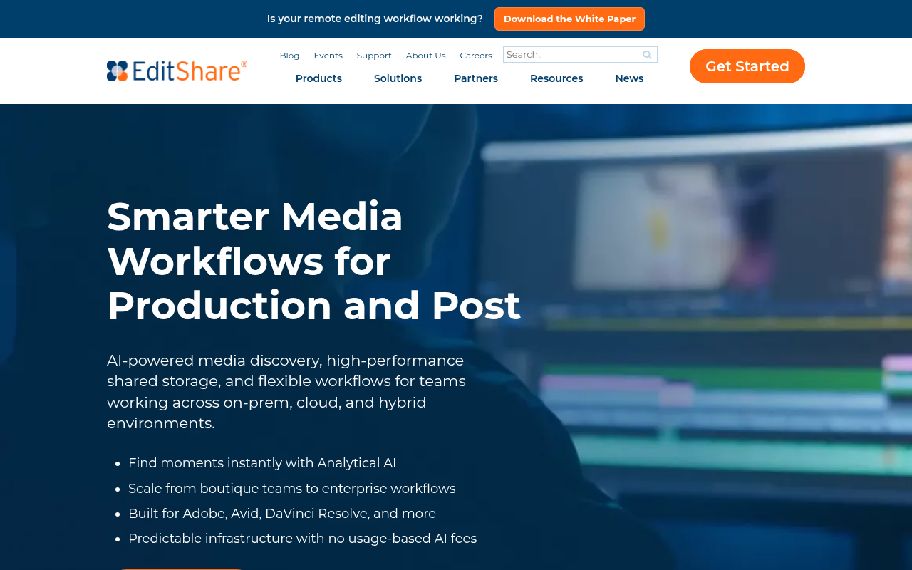 EditShare homepage screenshot