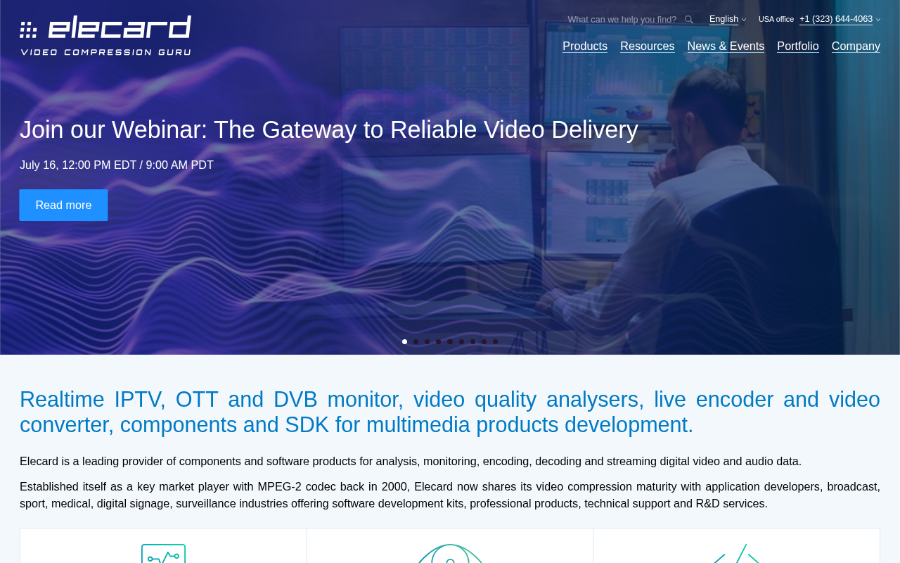Elecard homepage screenshot