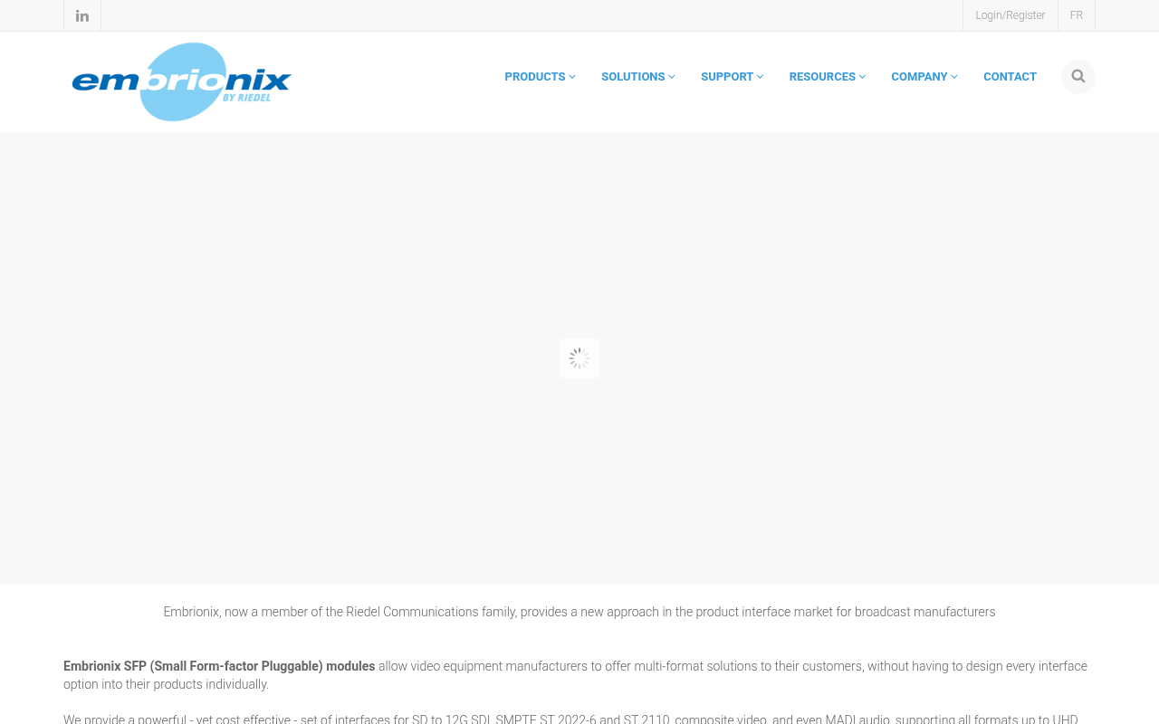 Embrionix (Riedel) homepage screenshot