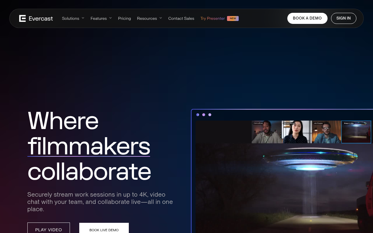 Evercast homepage screenshot