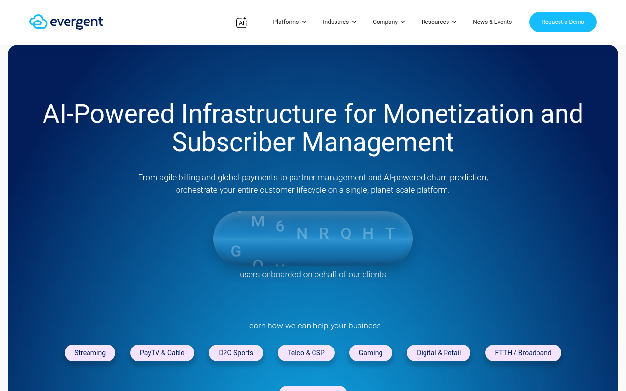 Evergent homepage screenshot
