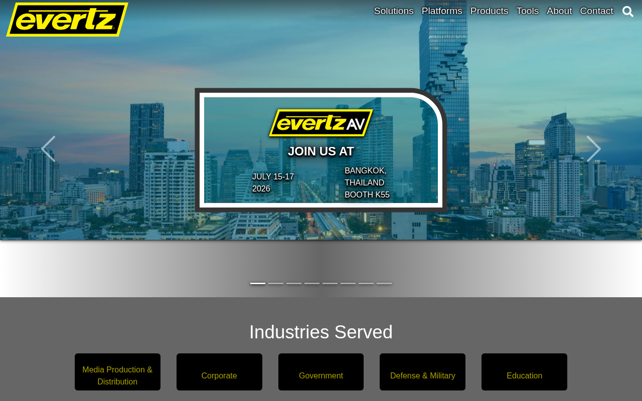 Evertz homepage screenshot