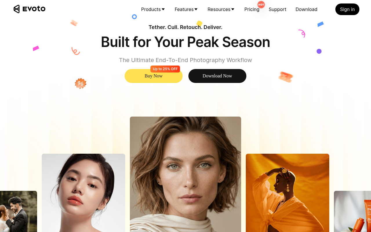 Evoto AI homepage screenshot
