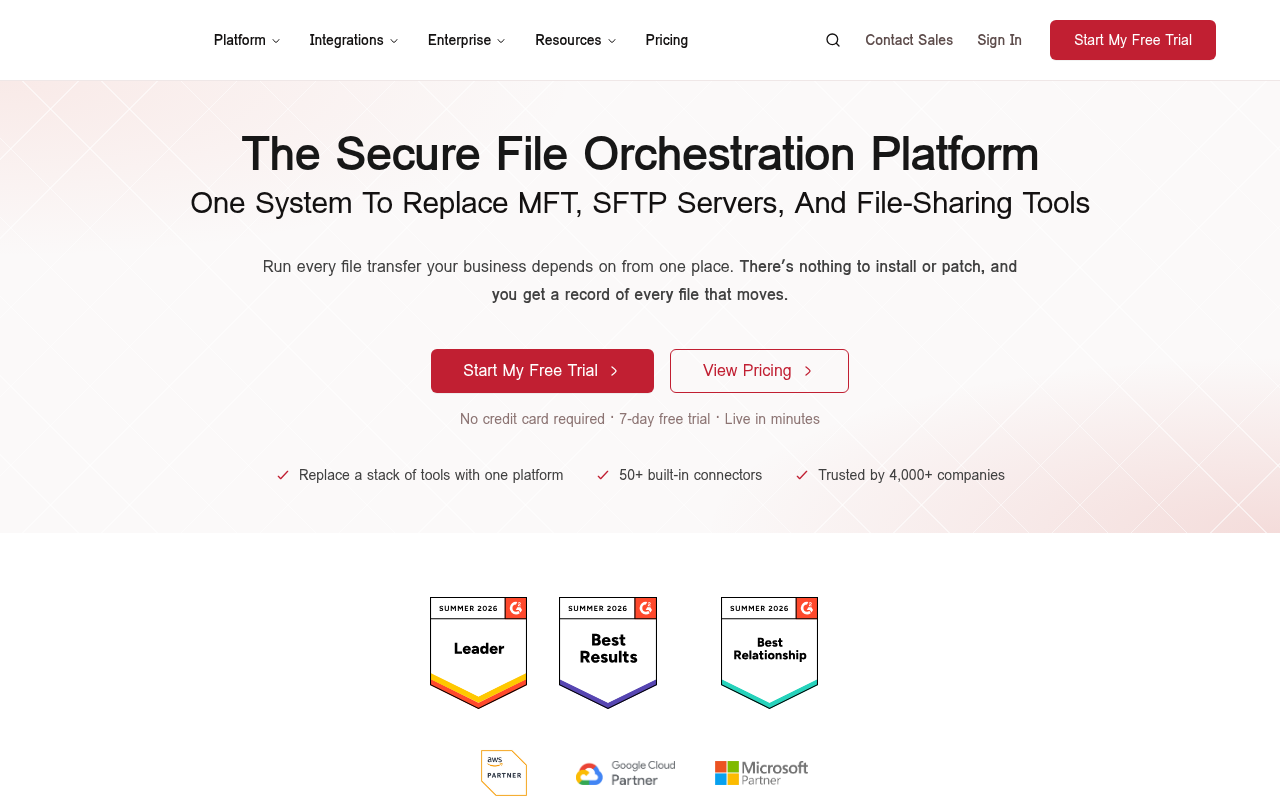 Files.com homepage screenshot
