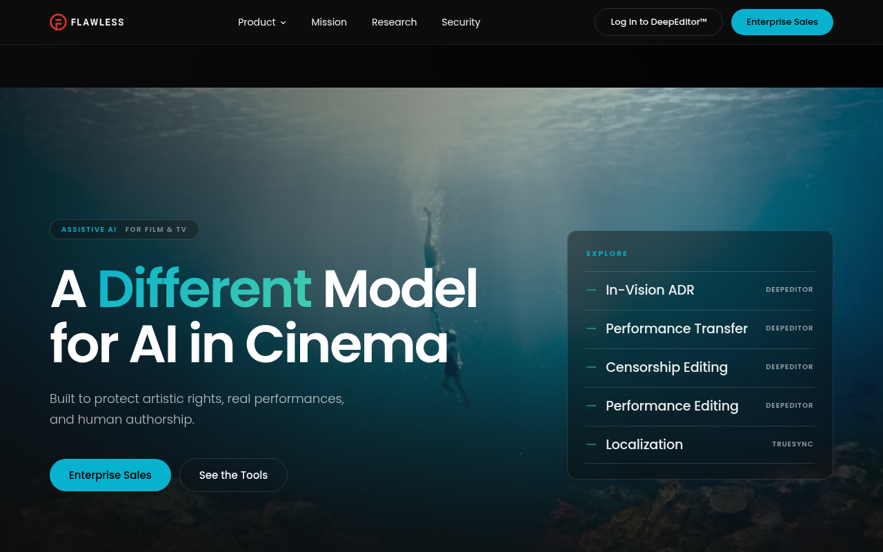 Flawless AI homepage screenshot