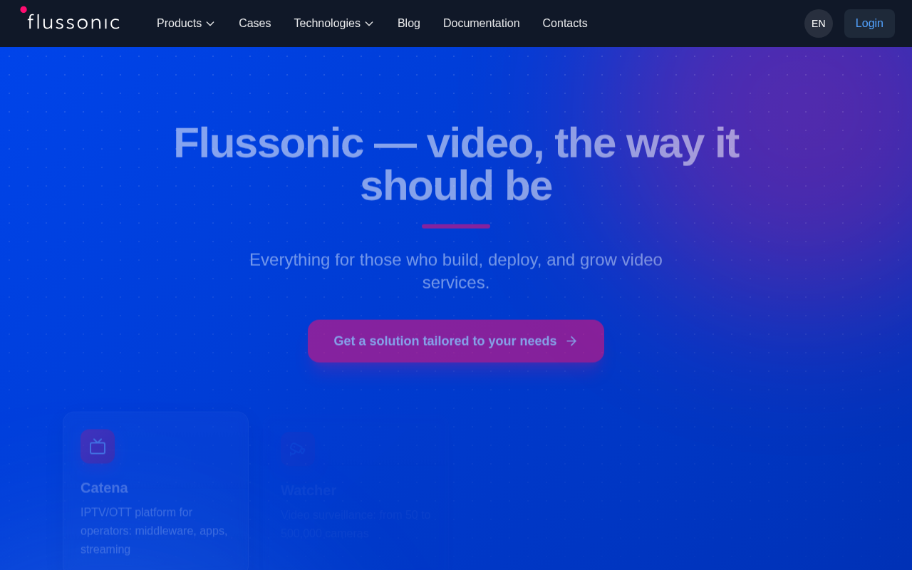 Flussonic homepage screenshot