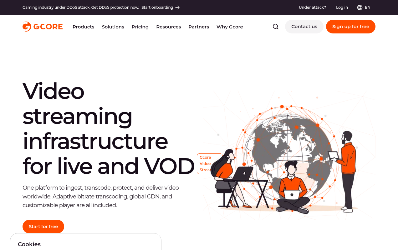 Gcore homepage screenshot
