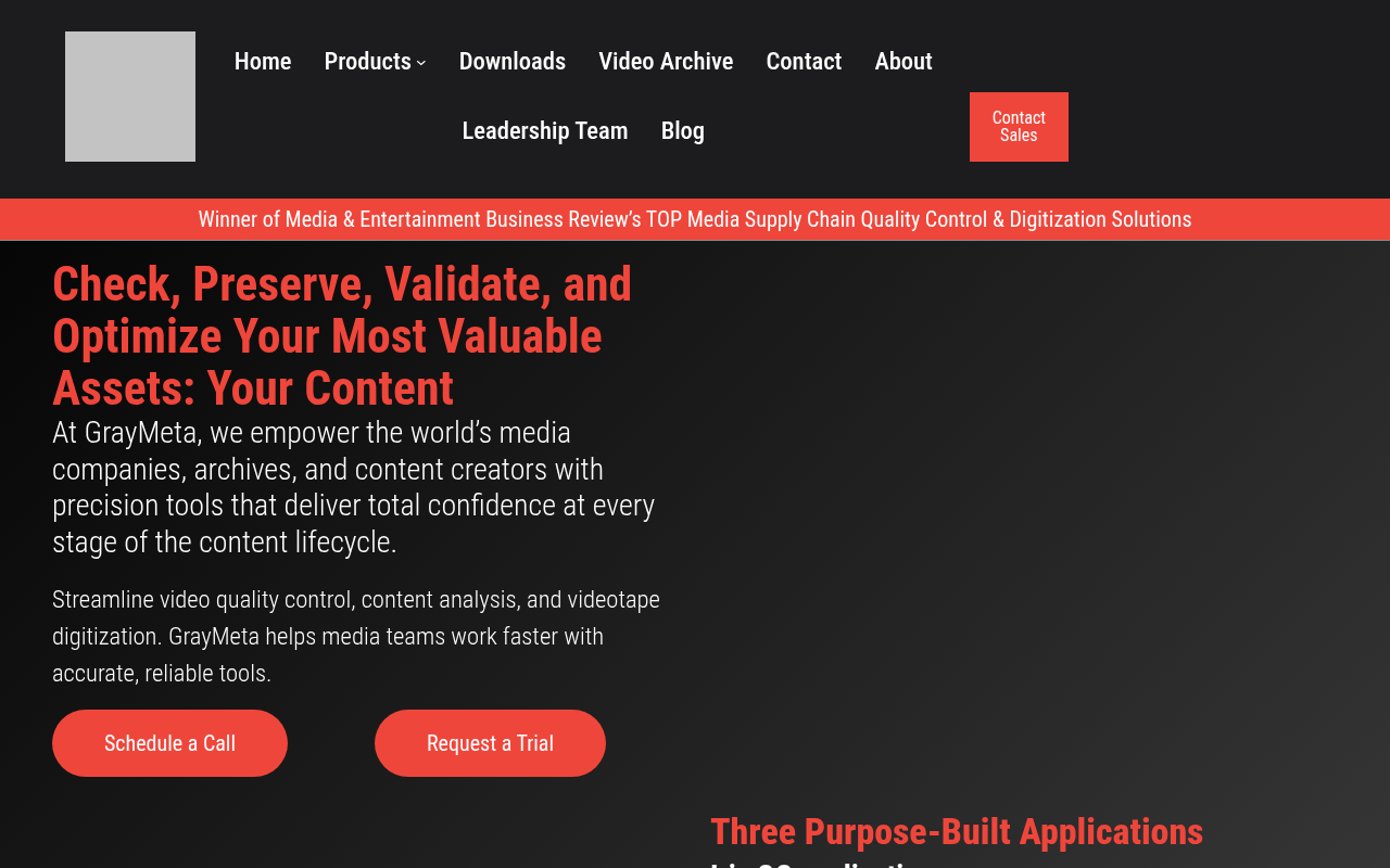 GrayMeta homepage screenshot