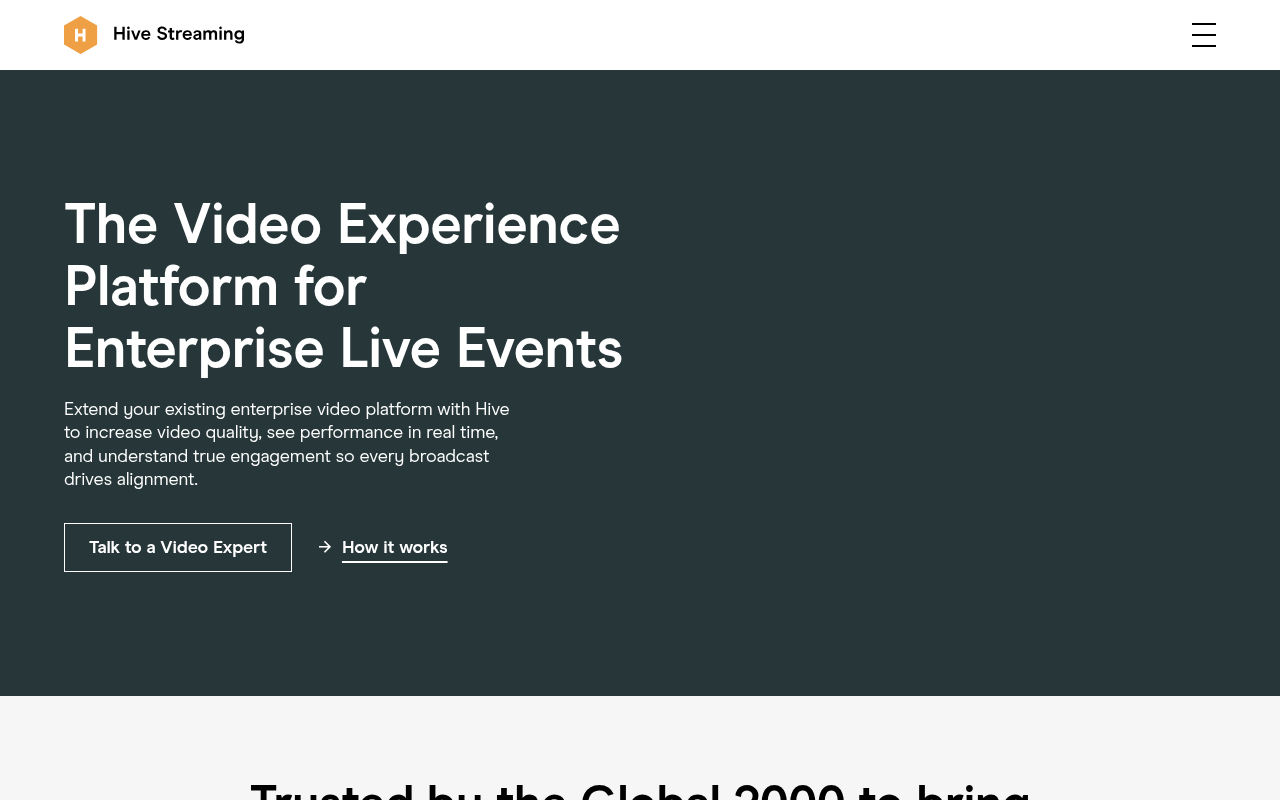 Hive Streaming homepage screenshot